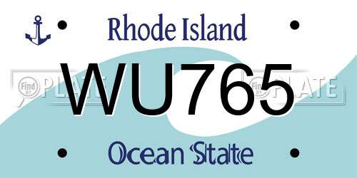 WU765 Rhode Island License Plate