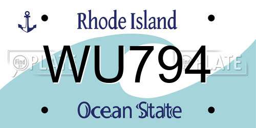 WU794 Rhode Island License Plate
