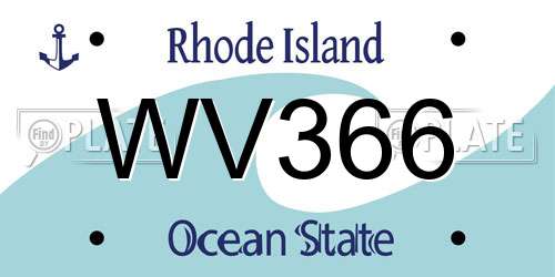 WV366 Rhode Island License Plate