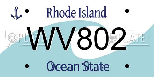 WV802 Rhode Island License Plate