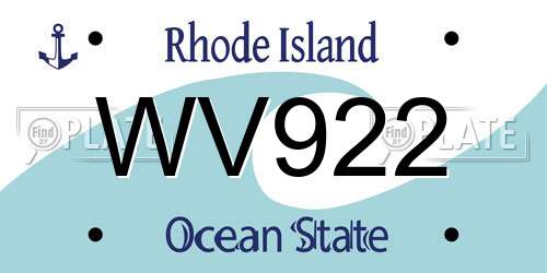 WV922 Rhode Island License Plate