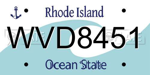 WVD8451 Rhode Island License Plate