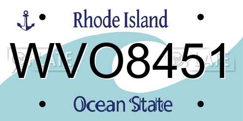 WVO8451 Rhode Island License Plate