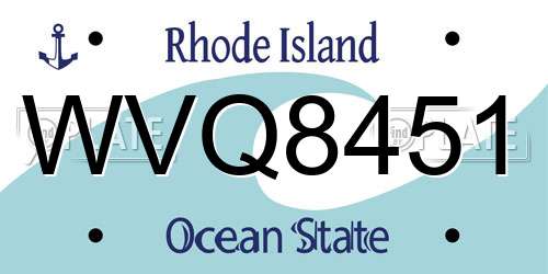 WVQ8451 Rhode Island License Plate