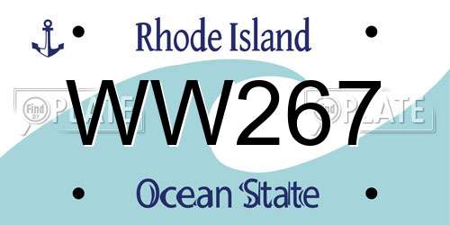 WW267 Rhode Island License Plate