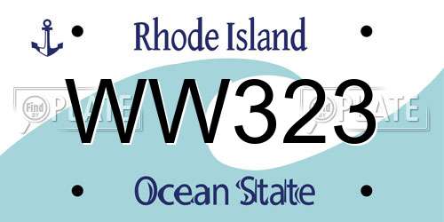 WW323 Rhode Island License Plate