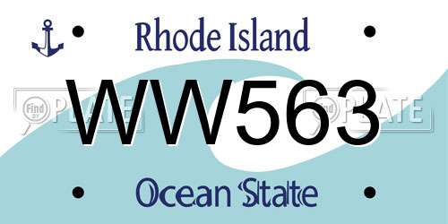 WW563 Rhode Island License Plate