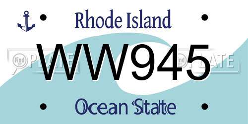 WW945 Rhode Island License Plate