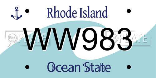 WW983 Rhode Island License Plate
