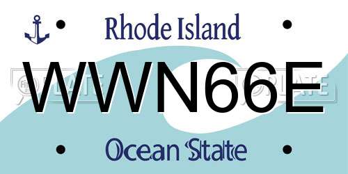WWN66E Rhode Island License Plate