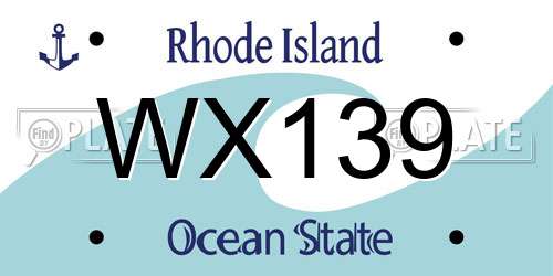 WX139 Rhode Island License Plate