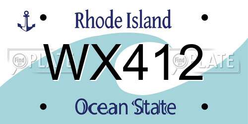 WX412 Rhode Island License Plate