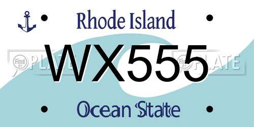 WX555 Rhode Island License Plate