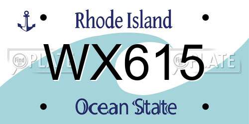 WX615 Rhode Island License Plate