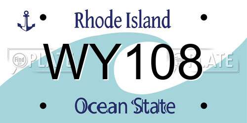 WY108 Rhode Island License Plate