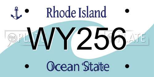 WY256 Rhode Island License Plate
