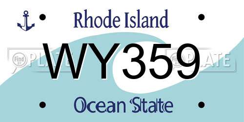 WY359 Rhode Island License Plate