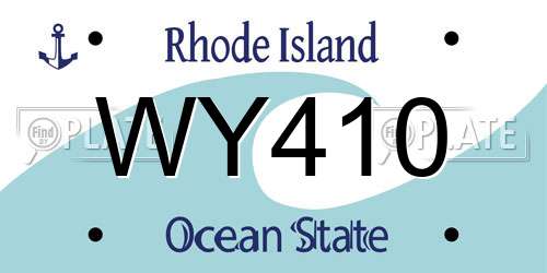 WY410 Rhode Island License Plate