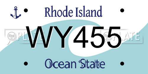WY455 Rhode Island License Plate