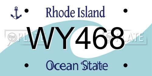 WY468 Rhode Island License Plate