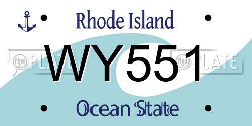 WY551 Rhode Island License Plate