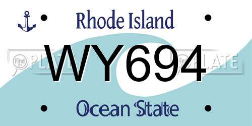WY694 Rhode Island License Plate