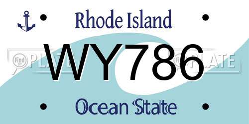 WY786 Rhode Island License Plate