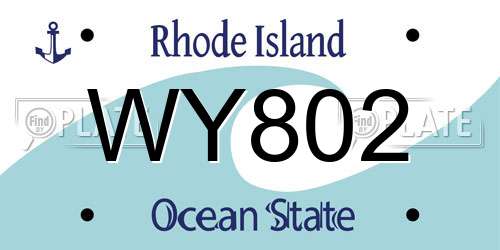 WY802 Rhode Island License Plate