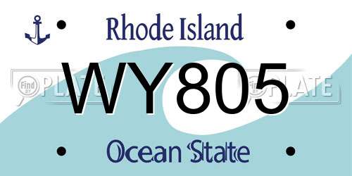 WY805 Rhode Island License Plate