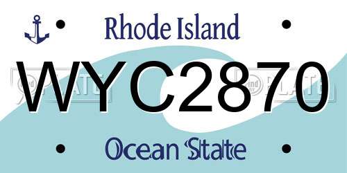 WYC2870 Rhode Island License Plate
