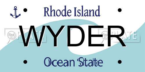 WYDER Rhode Island License Plate