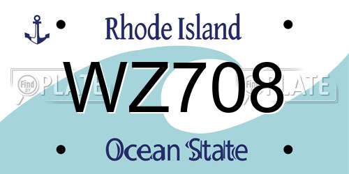 WZ708 Rhode Island License Plate