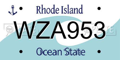 WZA953 Rhode Island License Plate