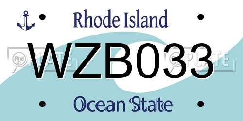 WZB033 Rhode Island License Plate