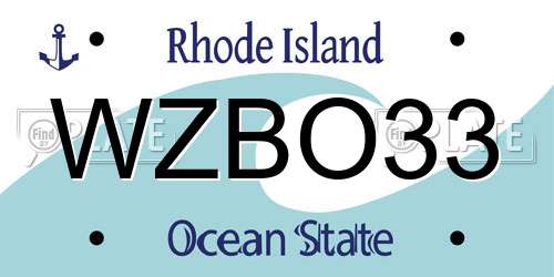 WZBO33 Rhode Island License Plate