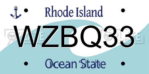 WZBQ33 Rhode Island License Plate