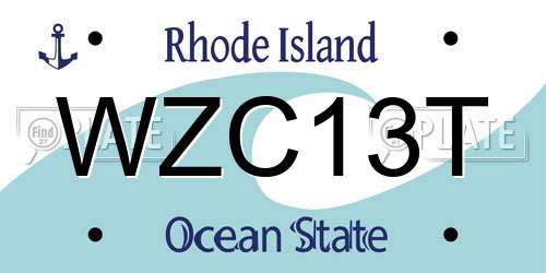 WZC13T Rhode Island License Plate