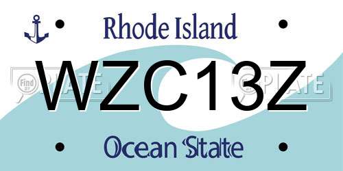 WZC13Z Rhode Island License Plate