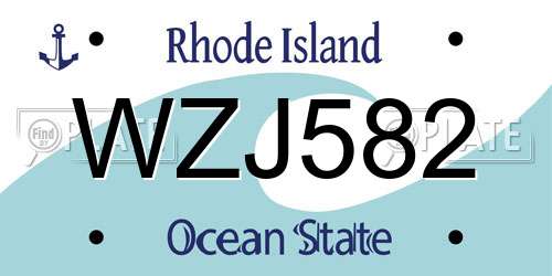 WZJ582 Rhode Island License Plate