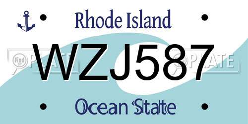 WZJ587 Rhode Island License Plate