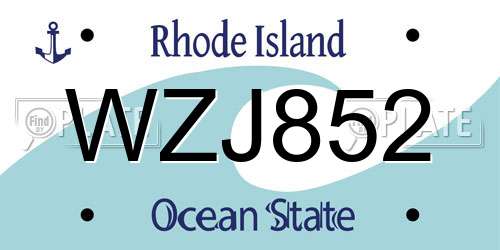WZJ852 Rhode Island License Plate