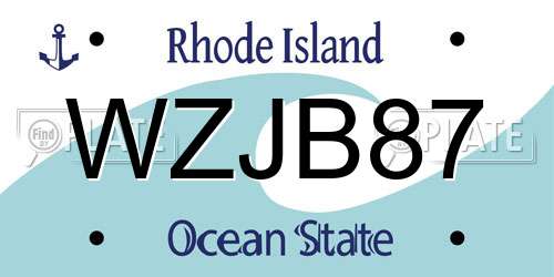 WZJB87 Rhode Island License Plate