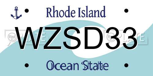 WZSD33 Rhode Island License Plate