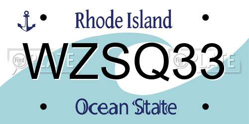WZSQ33 Rhode Island License Plate