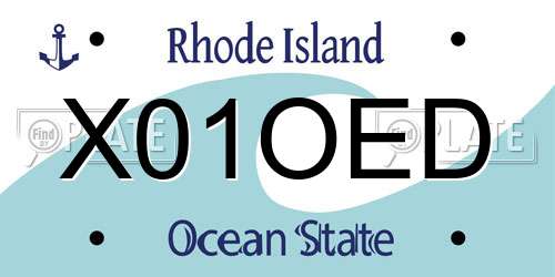 X01OED Rhode Island License Plate