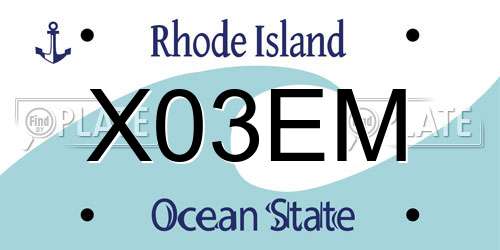 X03EM Rhode Island License Plate