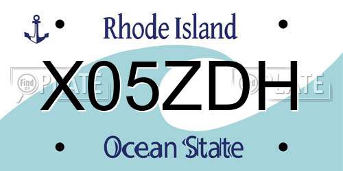 X05ZDH Rhode Island License Plate