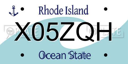 X05ZQH Rhode Island License Plate