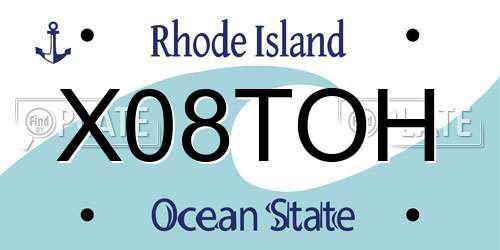 X08TOH Rhode Island License Plate