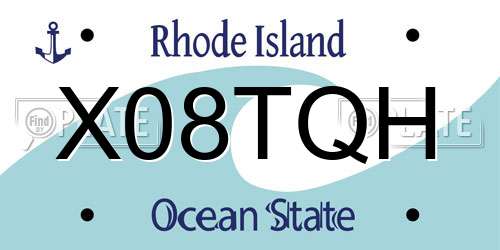 X08TQH Rhode Island License Plate